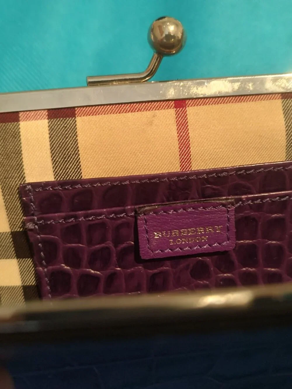 Authentic vintage burberry croc wristlet